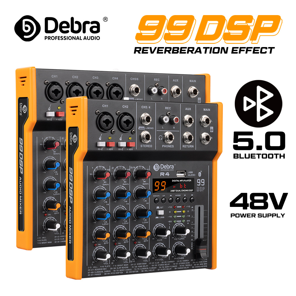 Audio Music Dj - Debra R4/R6 6チャンネルマルチオーディオミキサー 99DSPステレオDJコントローラー 6.5mm出力 Type-cサウンドカード